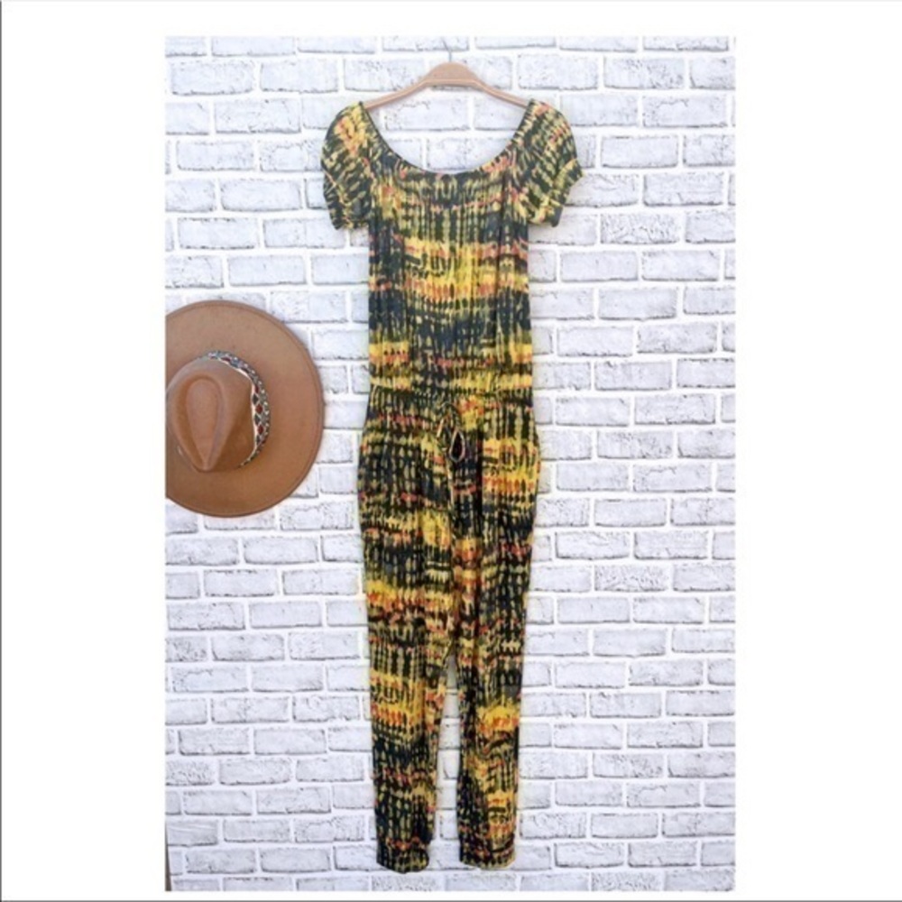 New Yellow Tie Dye Design Jumpsuit